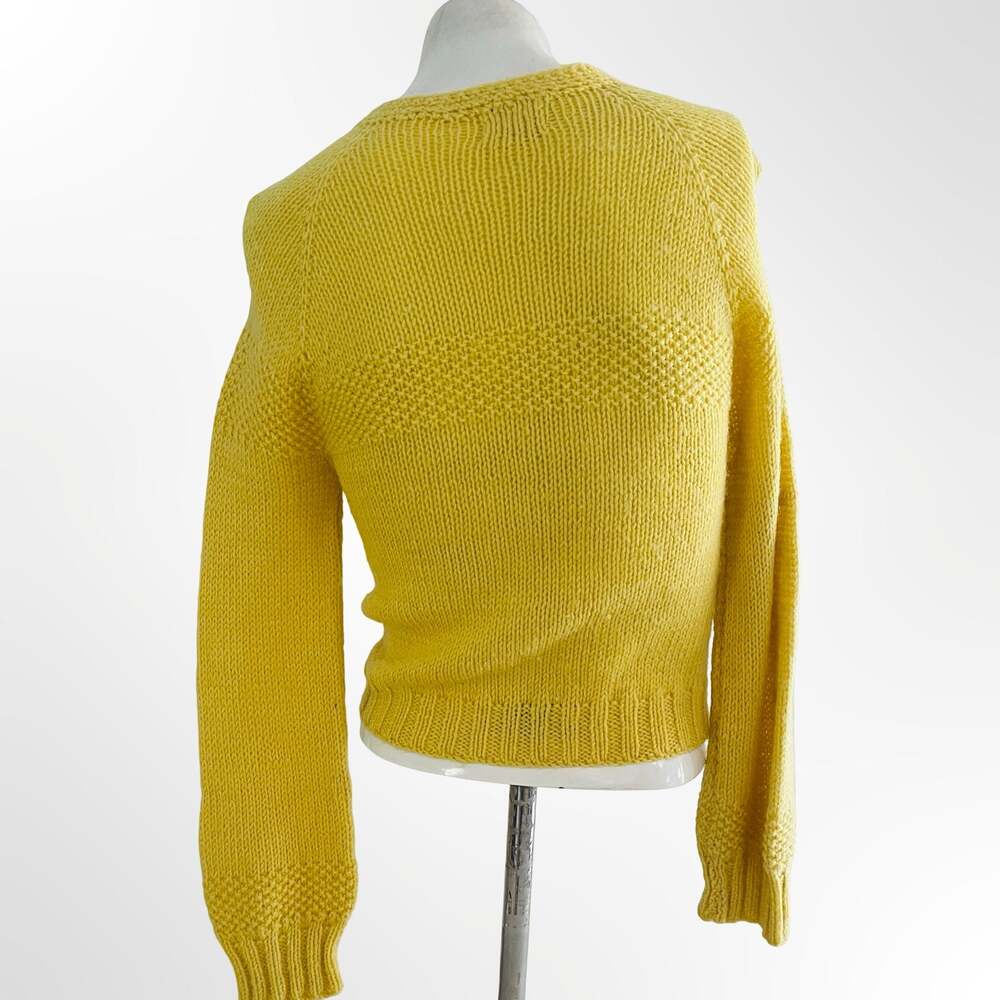 Vintage Hand Made Yellow Button-Up Cardigan Sweater - Picture 4 of 8